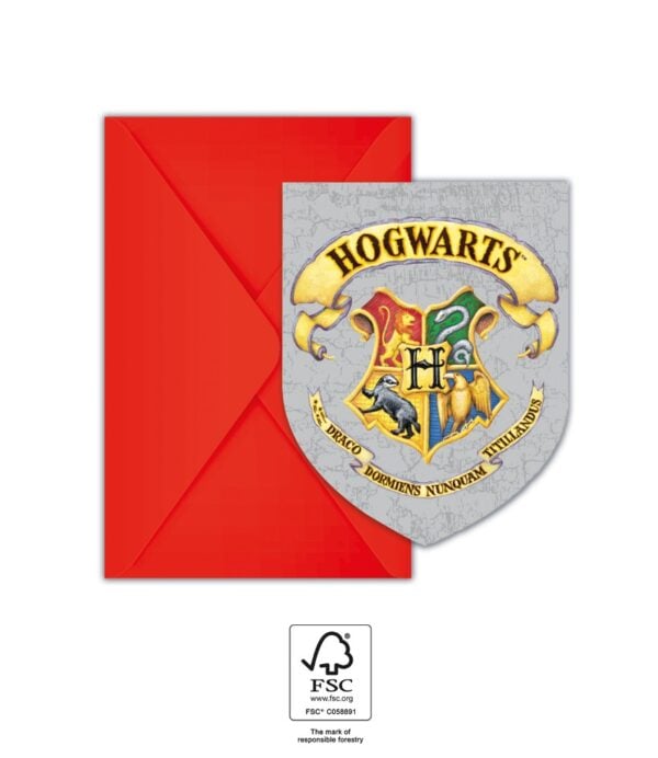 6 FSC - Invitations & Envelopes Harry Potter  Hogwarts Houses