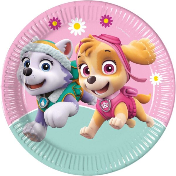 8 Paper Plates Large 23cm - Paw Patrol Skye And Everest