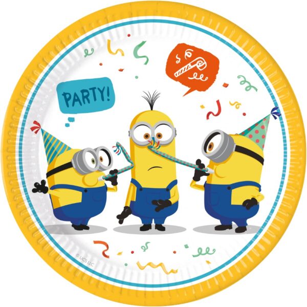 8 Paper Plates Large 23cm - Minions - Rise Of Gru 