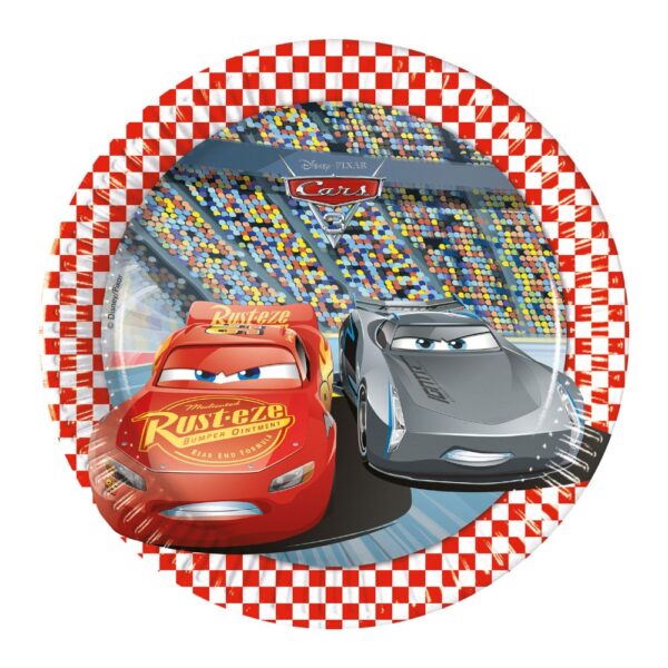 8 Paper Plates Medium 20cm - Cars 3