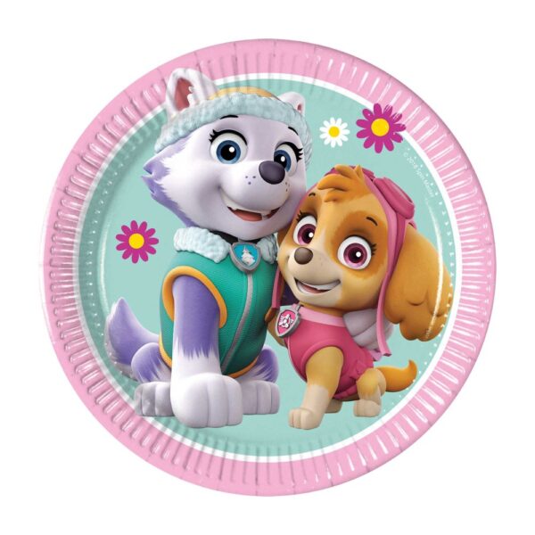 8 Paper Plates Medium 20cm - Paw Patrol Skye And Everest