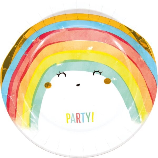 8 Paper Plates Large 23cm - Rainbow Party  
