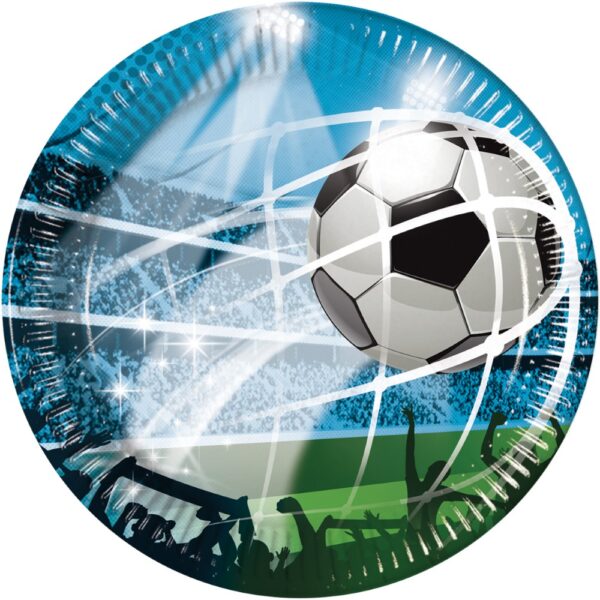8 Paper plates large 23cm FSC - Soccer Fans
