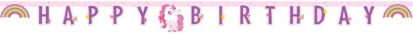 1 Happy Birthday Die-Cut banner FSC - Unicorn Rainbow Colors