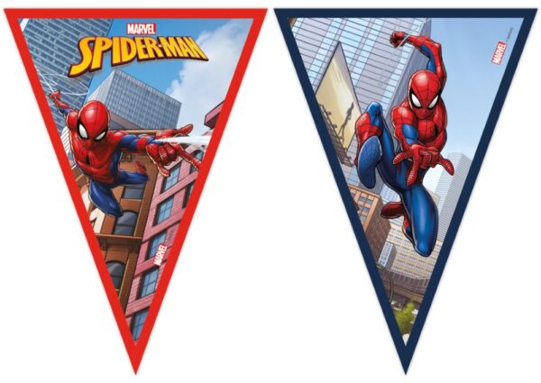 1 Paper Triangle Flag Banner FSC (9 flags) - Spiderman Crime Fighter