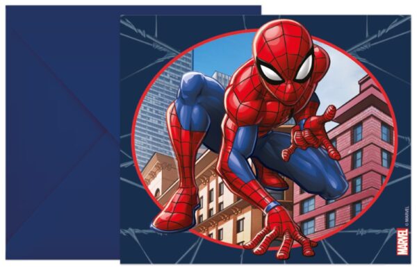 6 Invitations & Envelopes FSC - Spiderman Crime Fighter