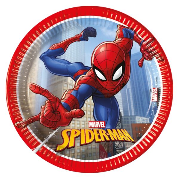 8 Paper plates medium 20cm FSC - Spiderman Crime Fighter