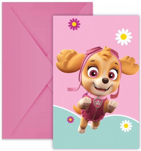6 Invitations & Envelopes FSC - Paw Patrol Skye And Everest