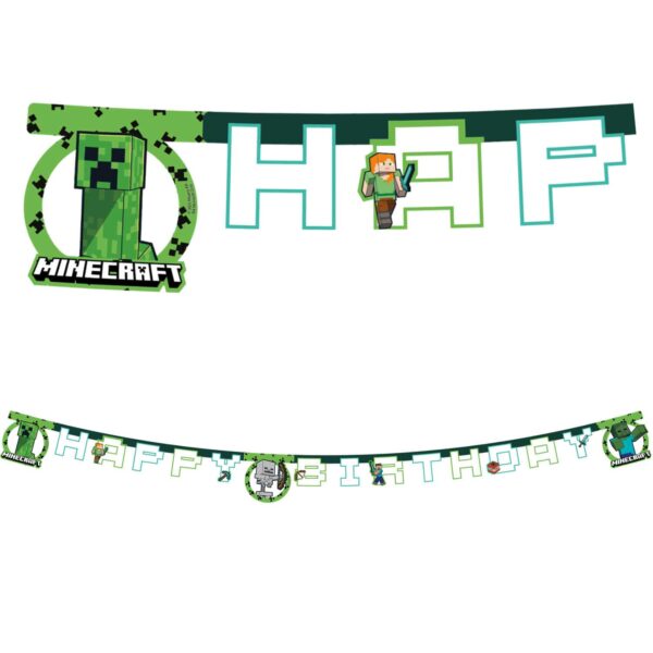 1 Happy Birthday Die-Cut Banner FSC - Minecraft
