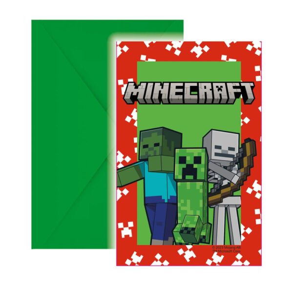 6 Invitations & Envelopes FSC - Minecraft