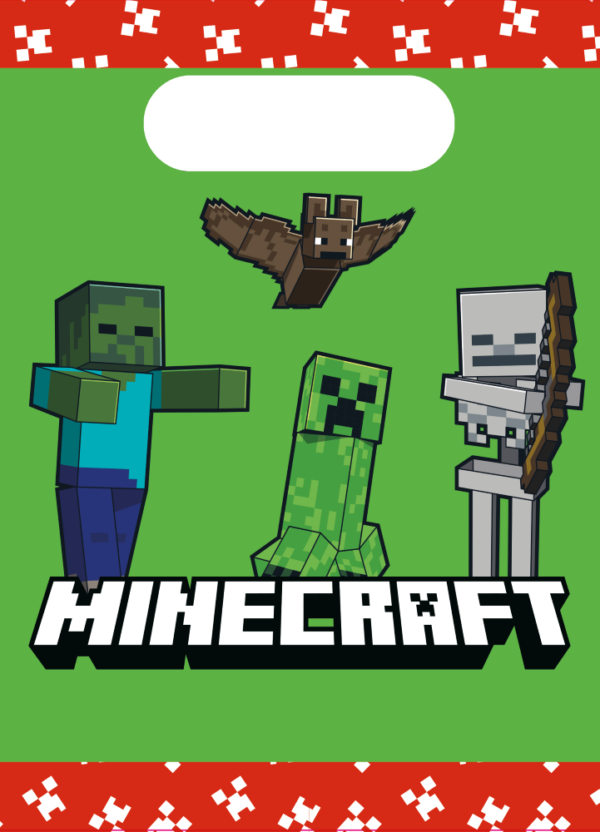 4 Paper Party Bags FSC - Minecraft