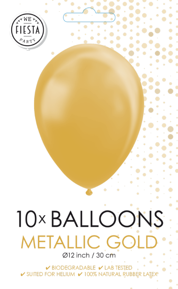 10 Balloons 12" metallic gold