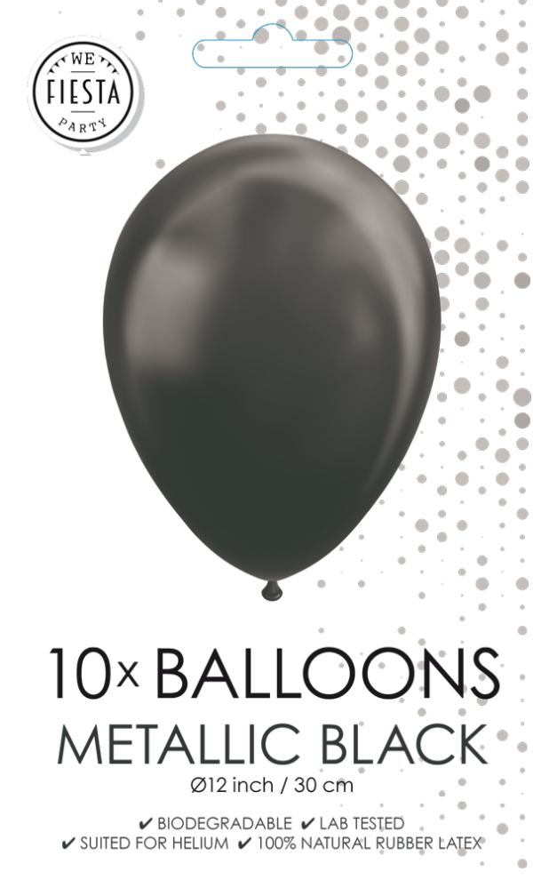 10 Balloons 12" metallic black