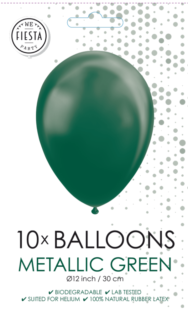 10 Balloons 12" metallic green