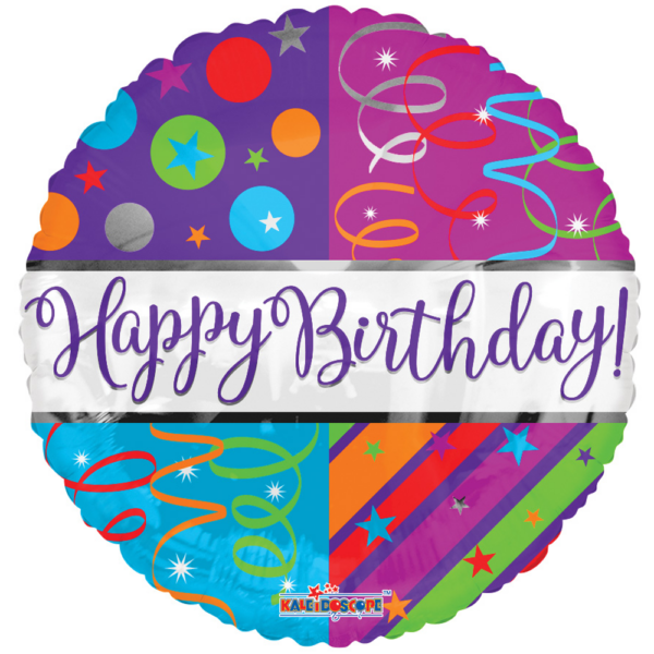 Foilballoon round 18" bv birthday streamers