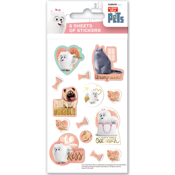 Party Stickers 6 sheets Secret life of Pets