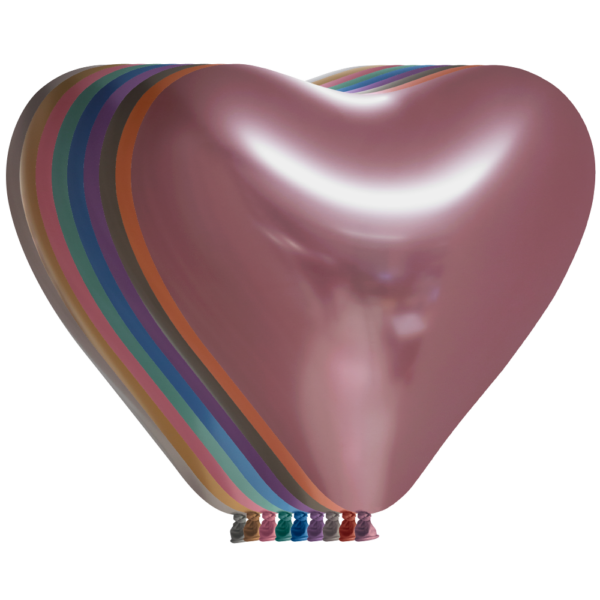100 Heartshape Mirror balloons 12" multicolour