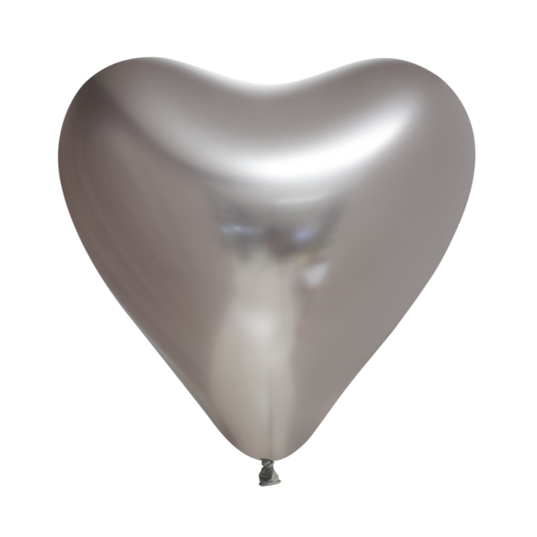 100 Heartshape Mirror balloons 12" silver