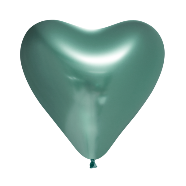 100 Heartshape Mirror balloons 12" green