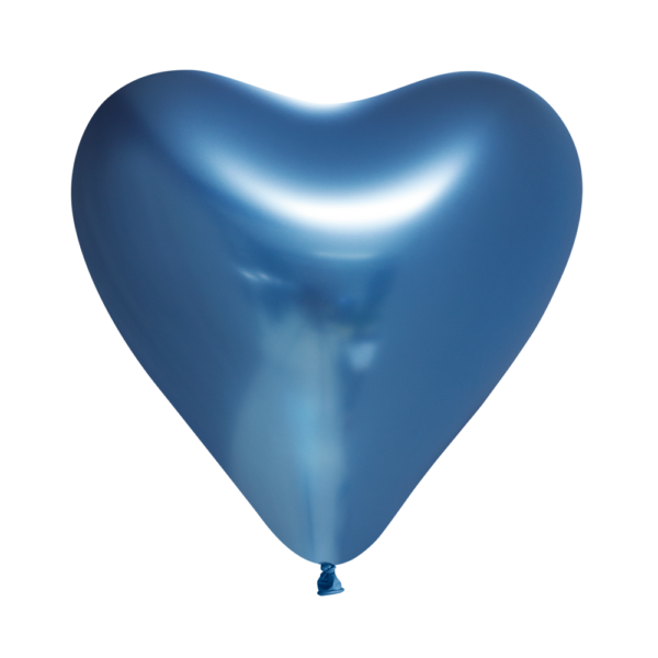 100 Heartshape Mirror balloons 12" blue