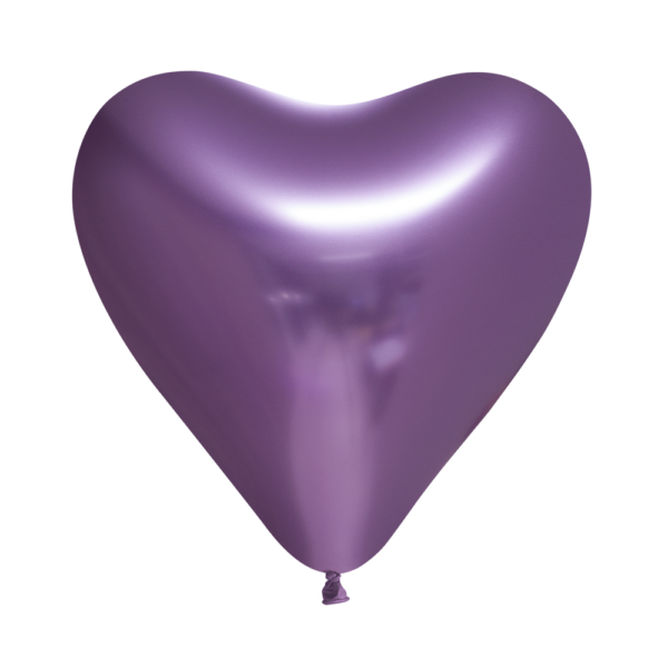 100 Heartshape Mirror balloons 12" purple