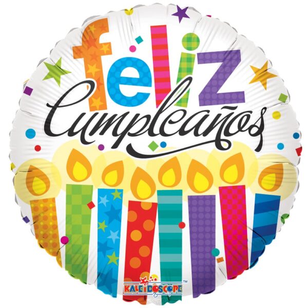 Foilballoon round 18" feliz cumpleaños candles