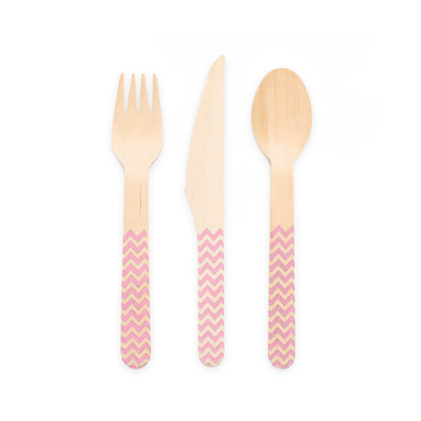18 pcs wooden cutlery FSC - Pink