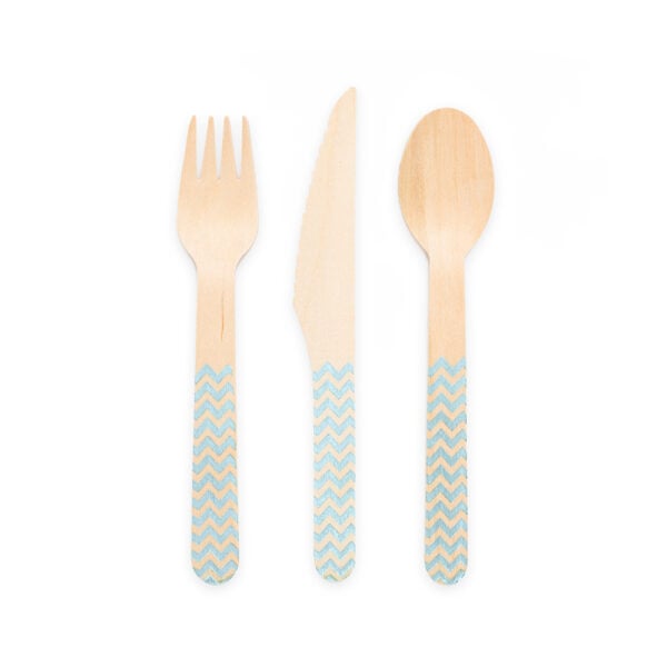18 pcs wooden cutlery FSC - Light blue