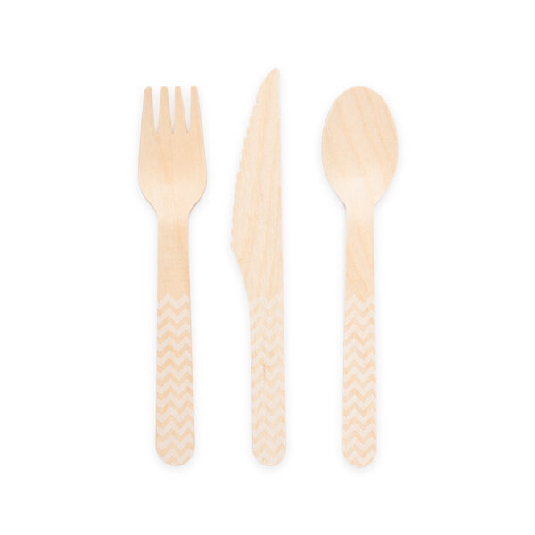 18 pcs wooden cutlery FSC - White