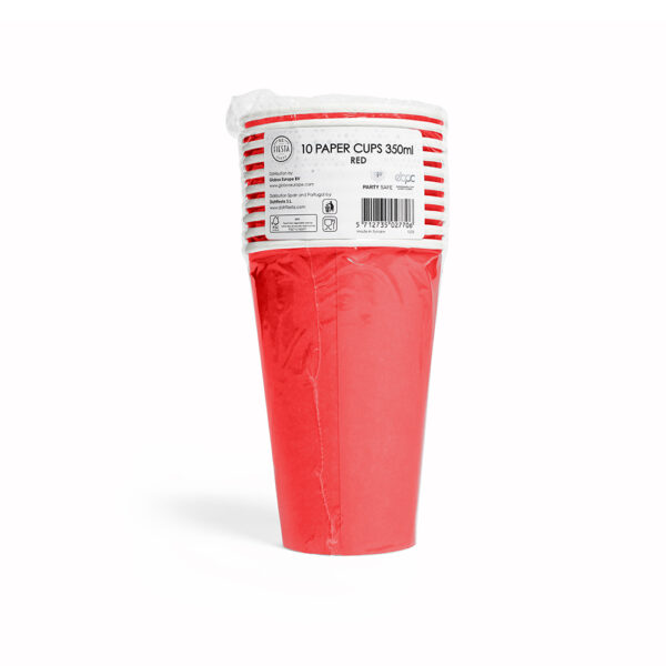 10 Paper cups 350ml FSC - Red - Image 2
