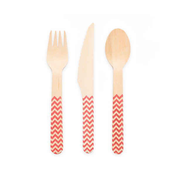18 pcs wooden cutlery FSC - Red