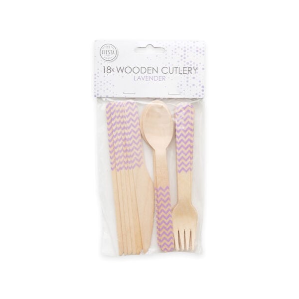 18 pcs wooden cutlery FSC - Lavender - Image 2