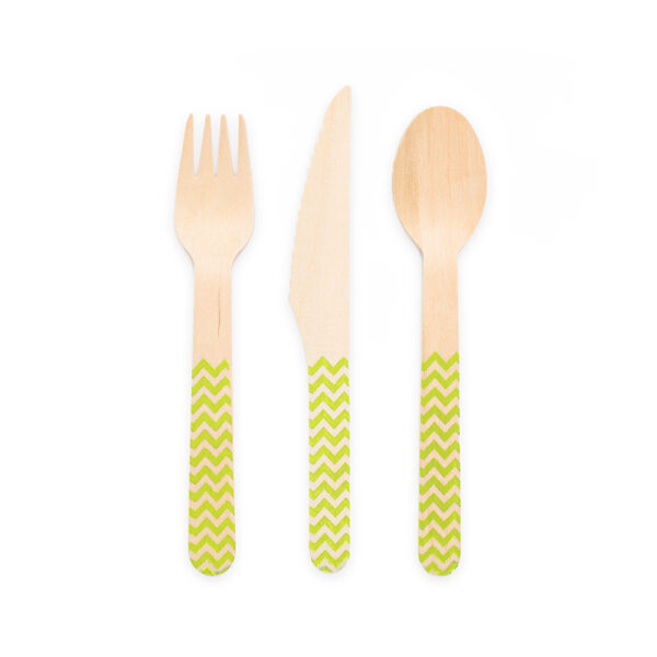 18 pcs wooden cutlery FSC - Lime green