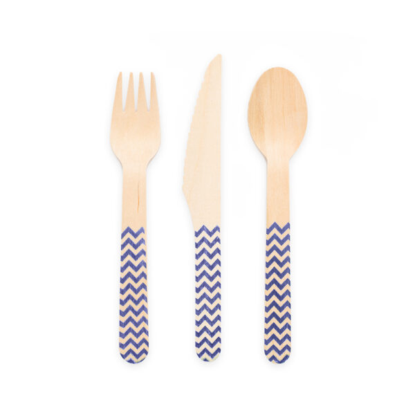 18 pcs wooden cutlery FSC - Dark blue