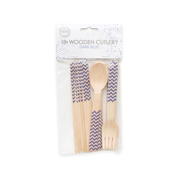 18 pcs wooden cutlery FSC - Dark blue - Image 2