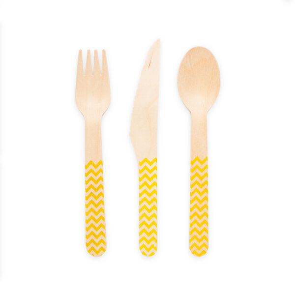 18 pcs wooden cutlery FSC - Yellow
