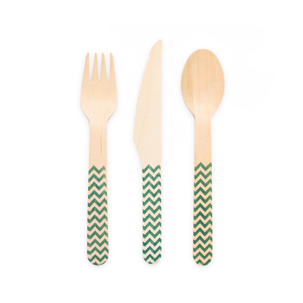 18 pcs wooden cutlery FSC - Dark green