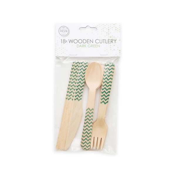 18 pcs wooden cutlery FSC - Dark green - Image 2