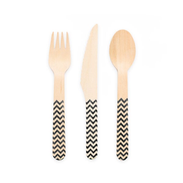 18 pcs wooden cutlery FSC - Black