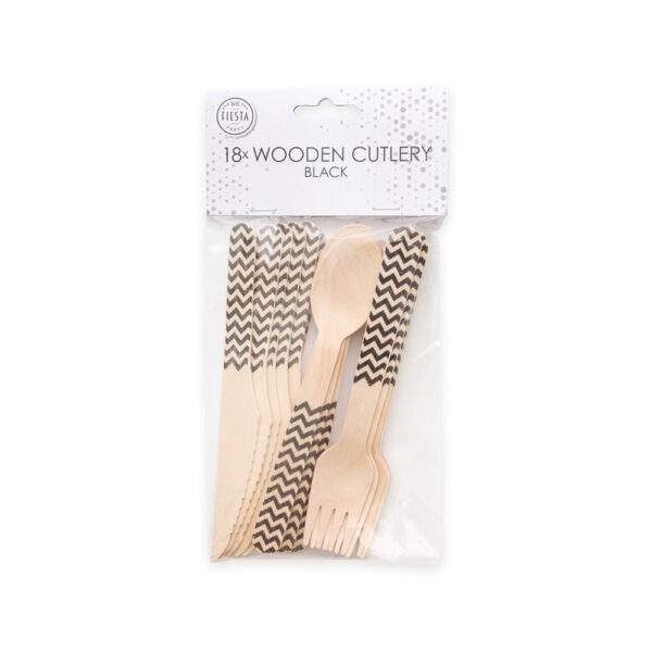 18 pcs wooden cutlery FSC - Black - Image 2