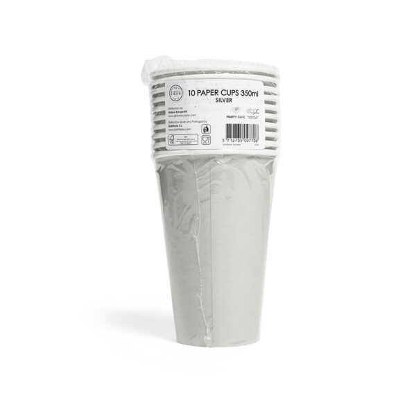 10 Paper cups 350ml FSC - Silver - Image 2