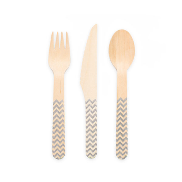 18 pcs wooden cutlery FSC - Silver