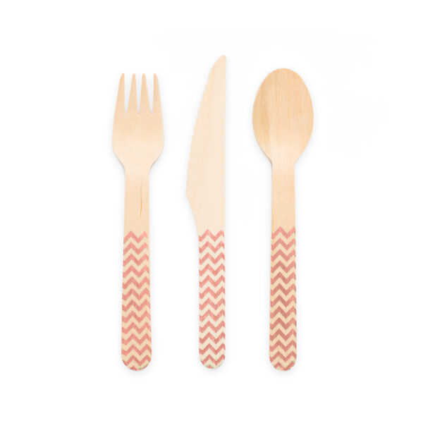 18 pcs wooden cutlery FSC - Rose gold