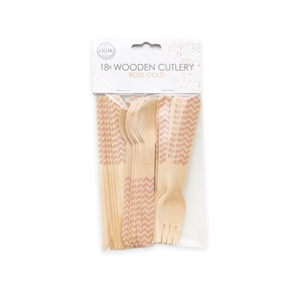 18 pcs wooden cutlery FSC - Rose gold - Image 2