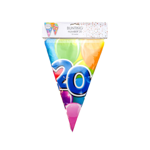 Bunting PET 10m - 2-side print - flagsize 20x30cm -  '20' - Image 2