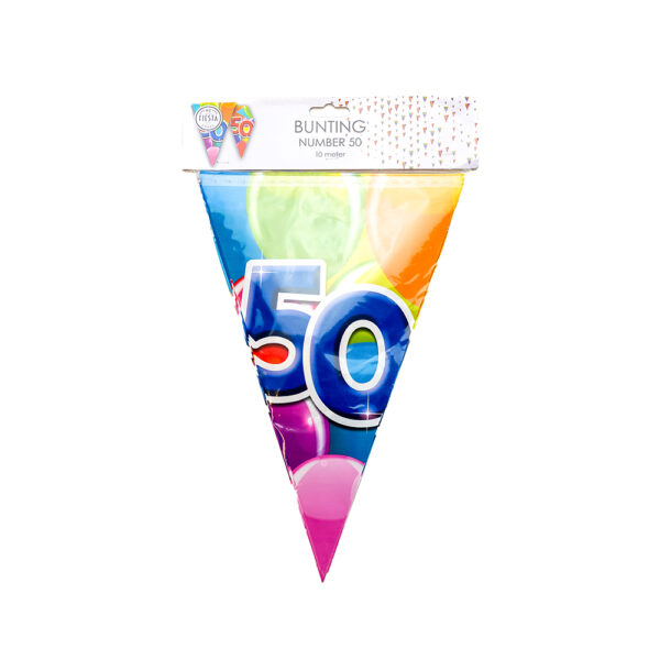 Bunting PET 10m - 2-side print - flagsize 20x30cm -  '50' - Image 2