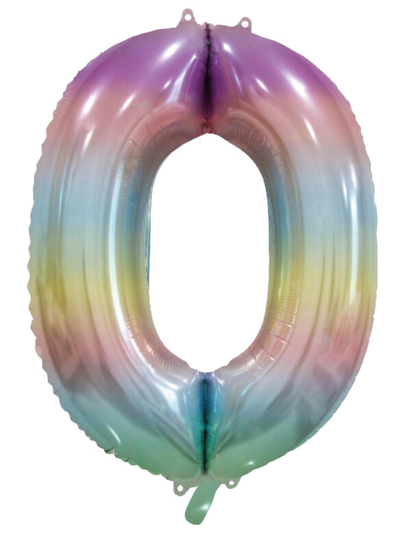 Foilballoon 34" no. 0 pastel rainbow