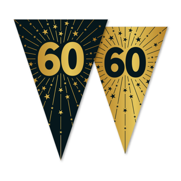 Bunting PET 10m - 2-side print - flagsize 20x30cm - '60' Golden Celebrations