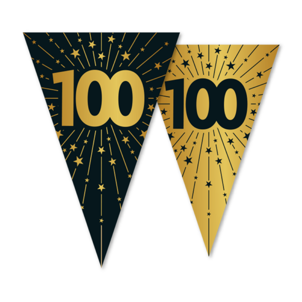 Bunting PET 10m - 2-side print - flagsize 20x30cm - '100' Golden Celebrations