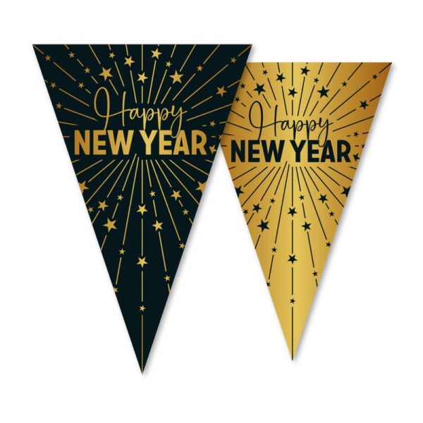 Bunting PET 10m - 2-side print - flagsize 20x30cm - Happy New Year Golden Celebrations